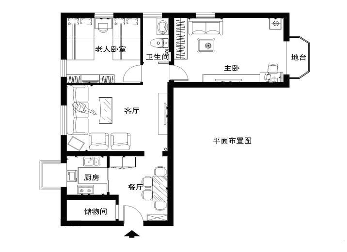 60平米一室一厅老房改两室一厅婚房装修设计效果图